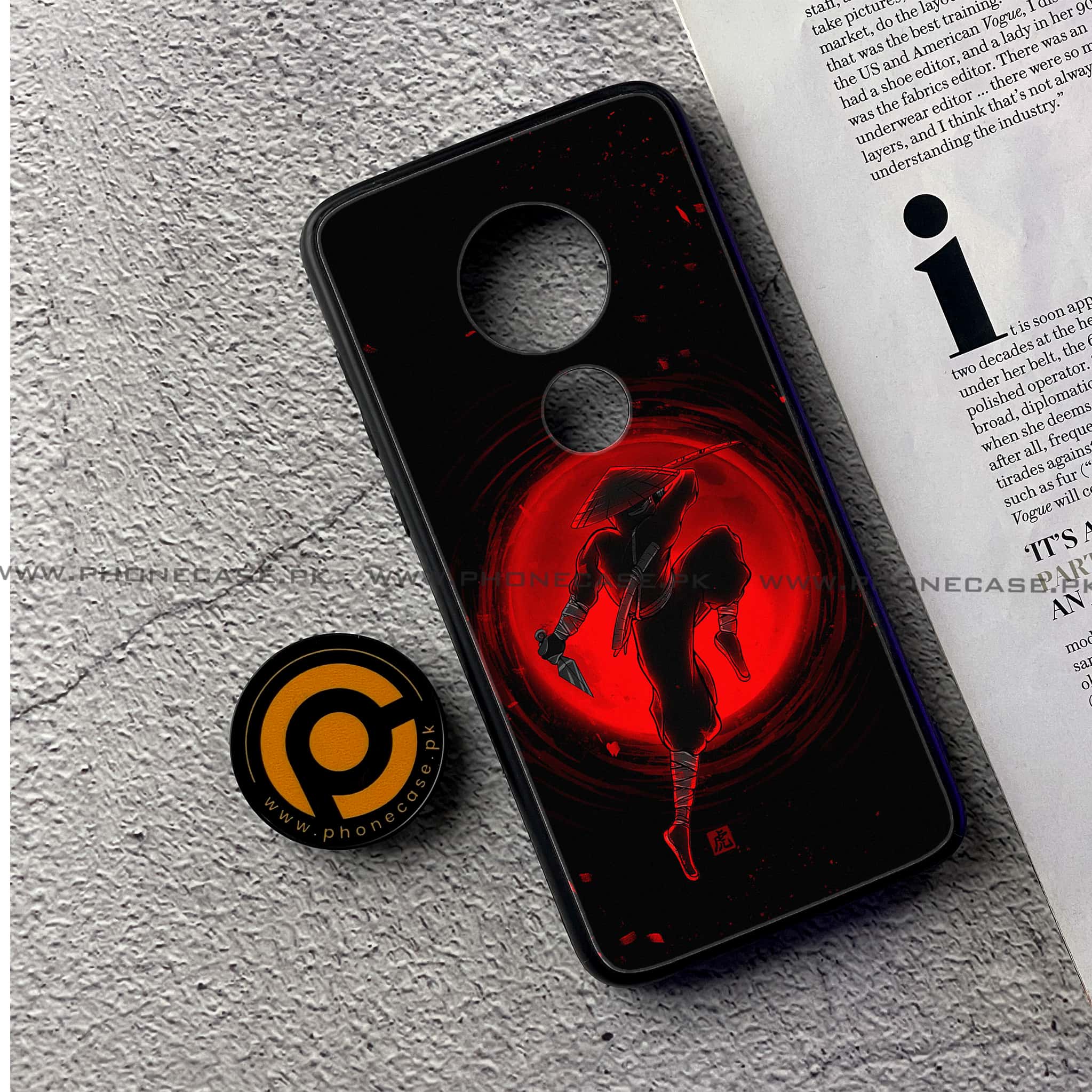 Moto G7 - Ninja Series - Premium Printed Glass soft Bumper shock Proof Case
