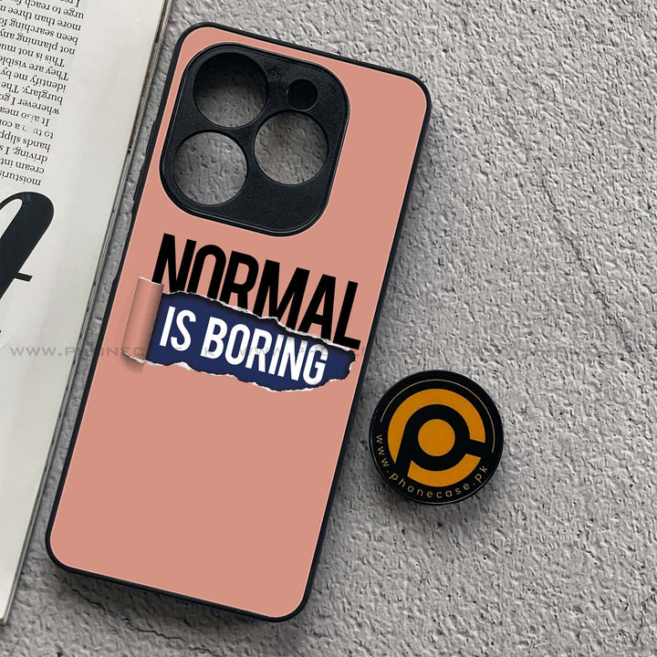 Infinix Smart 8 - Normal is Boring Design - Premium Printed Glass soft Bumper Shock Proof Case