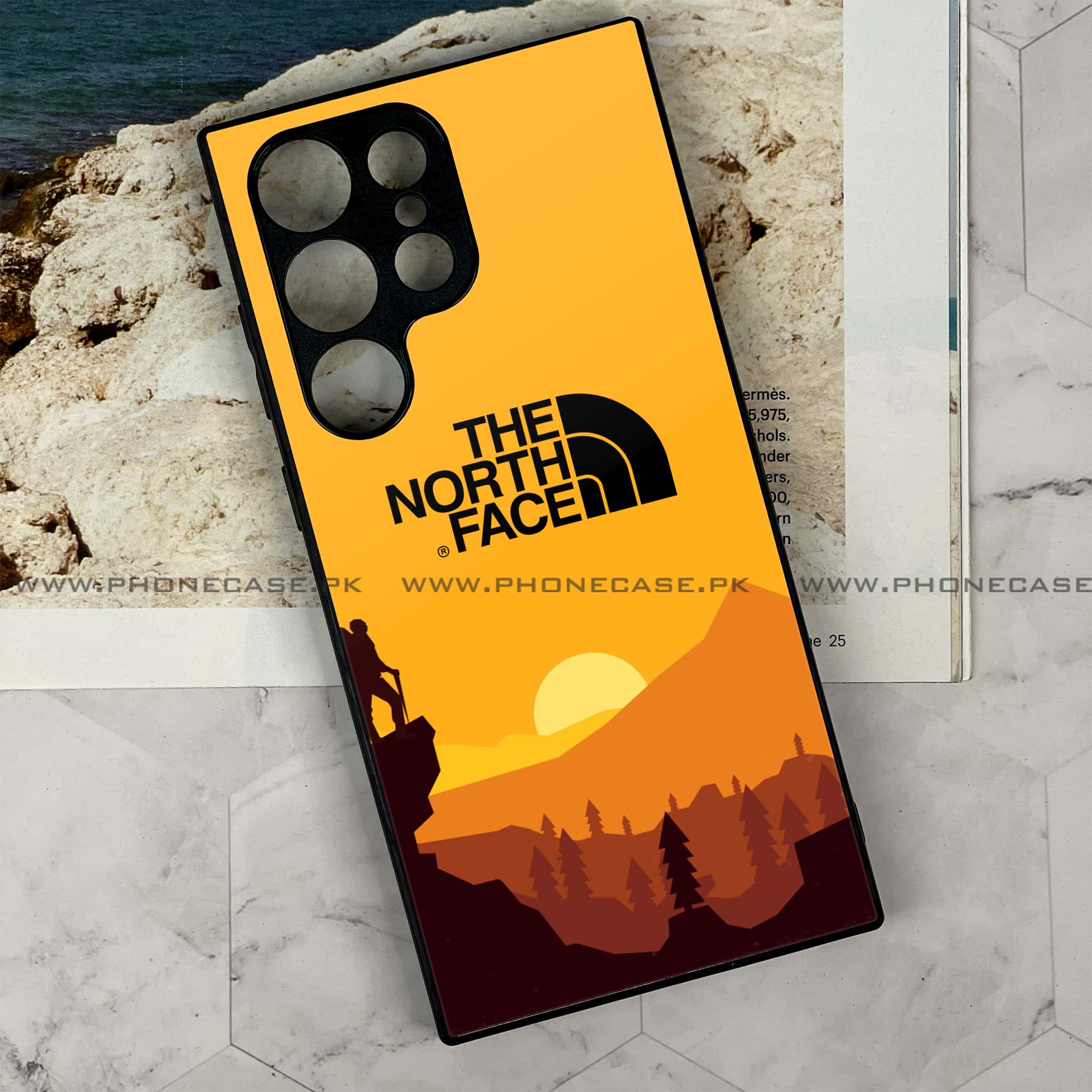 Samsung Galaxy S24 Ultra - The North Face Series - Premium Printed Glass soft Bumper shock Proof Case