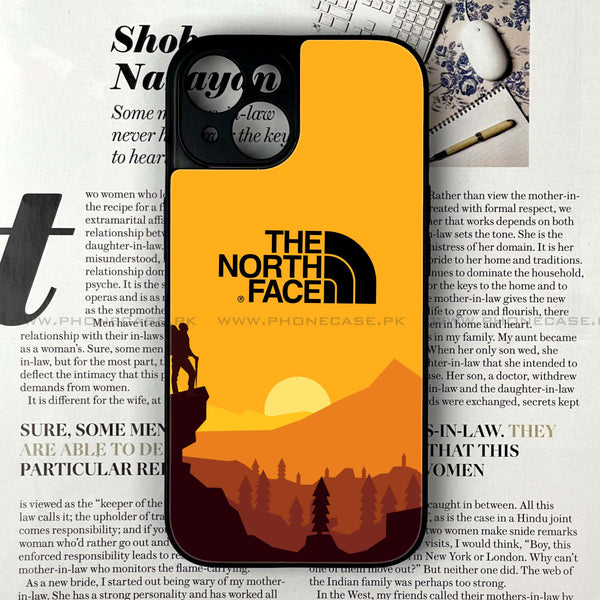 iPhone 15 - The North Face Design 10 - Premium Printed Glass soft Bumper shock Proof Case CS-9257