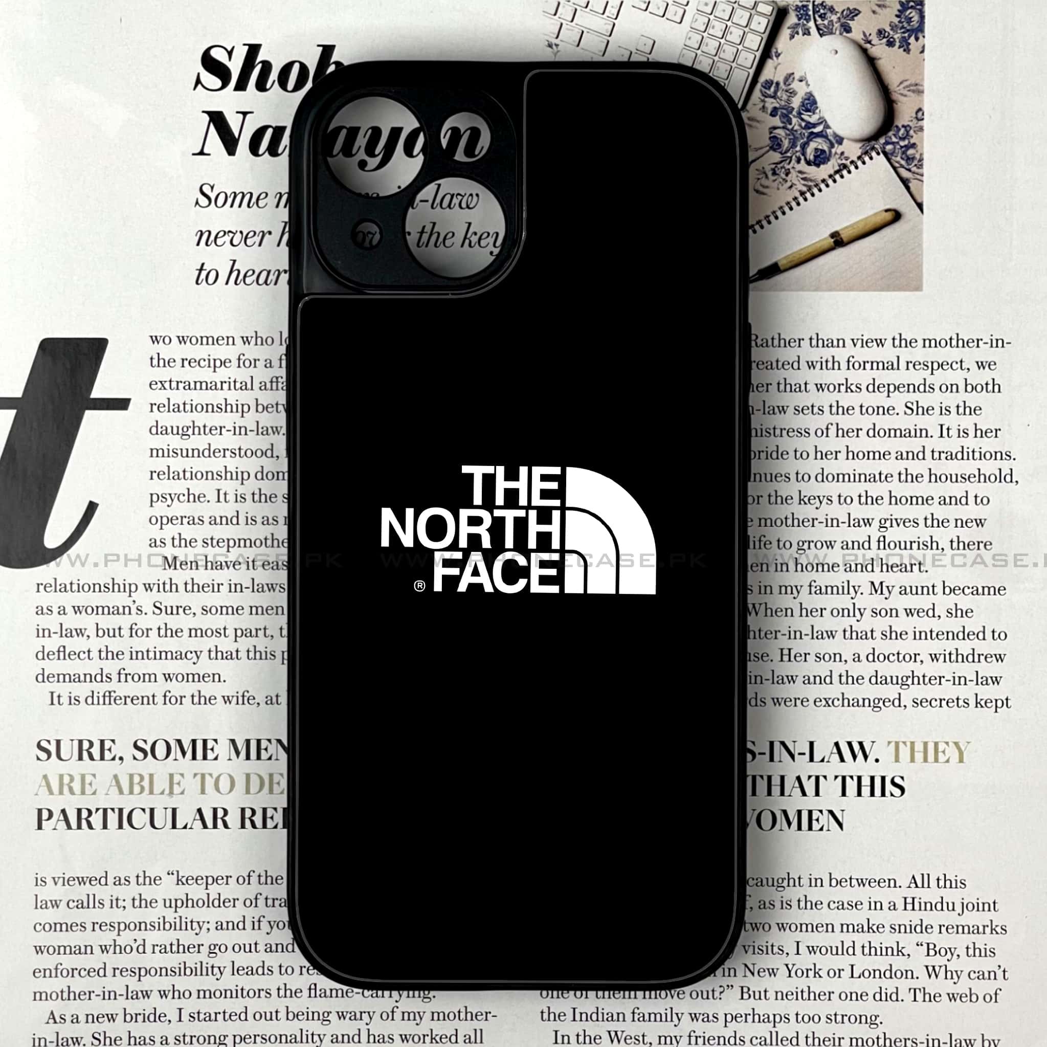 iPhone 15 Plus - The North Face Series - Premium Printed Glass soft Bumper shock Proof Case