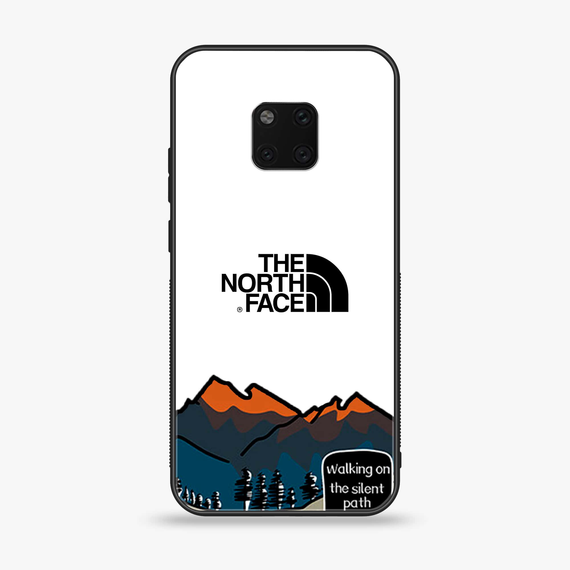 Huawei Mate 20 Pro - The North Face Series - Premium Printed Glass soft Bumper shock Proof Case