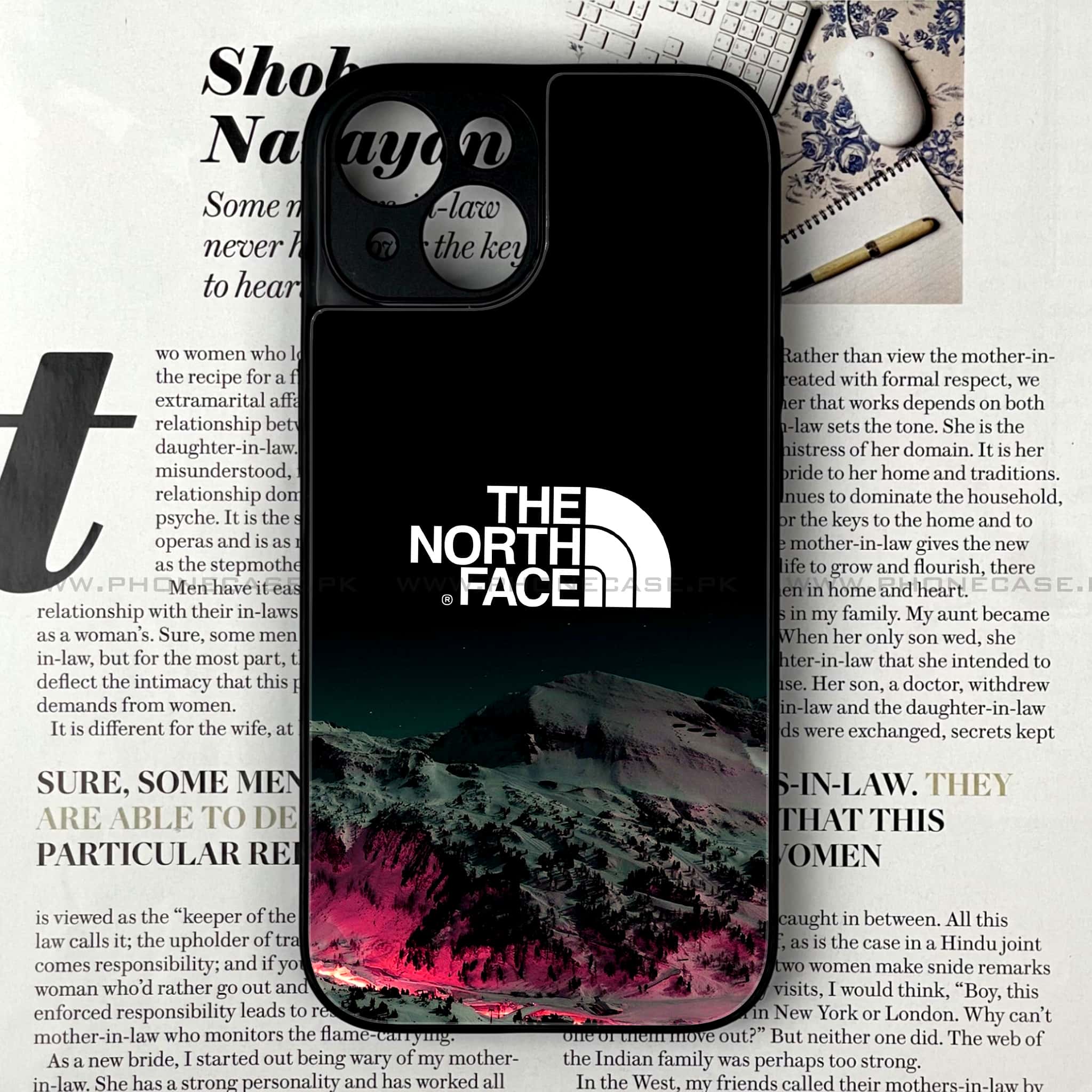 iPhone 15 - The North Face Series - Premium Printed Glass soft Bumper shock Proof Case