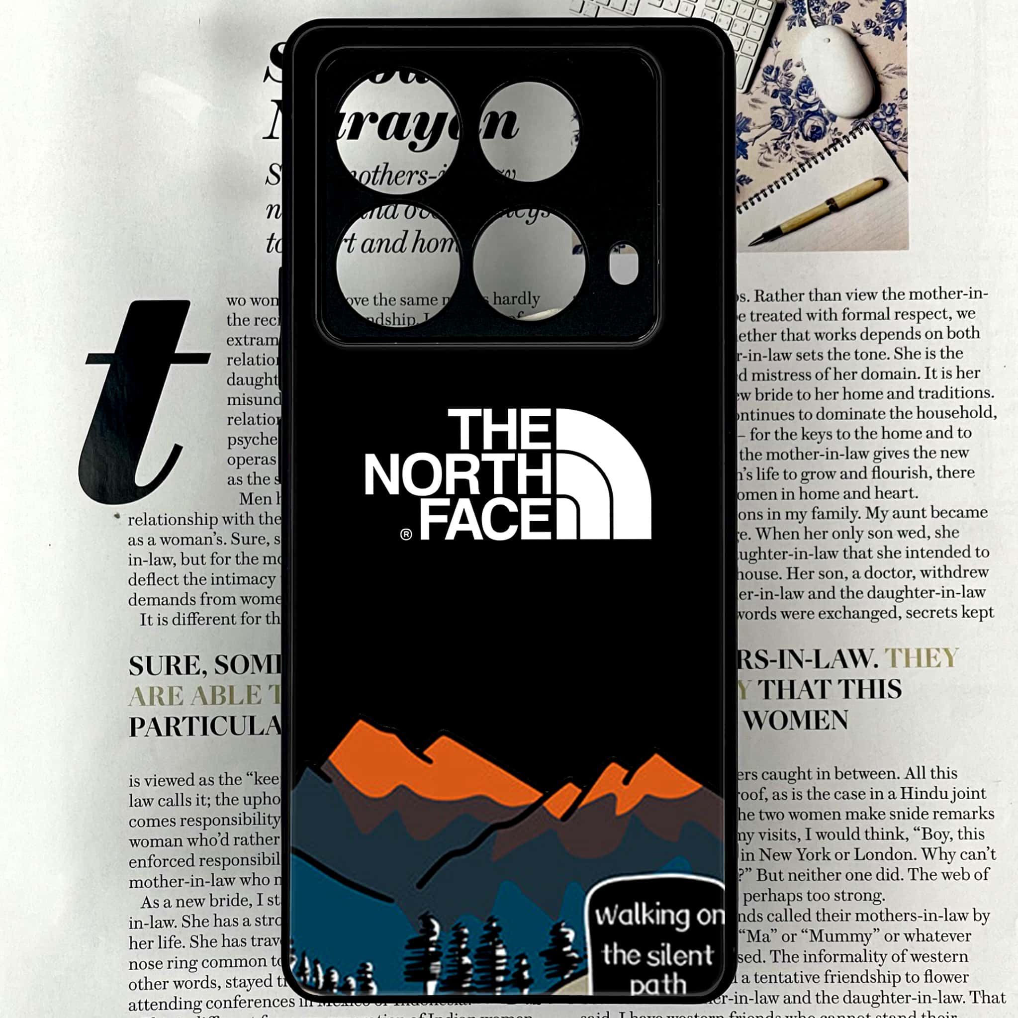 Infinix Note 40 4G - The North Face Series - Premium Printed Glass soft Bumper shock Proof Case