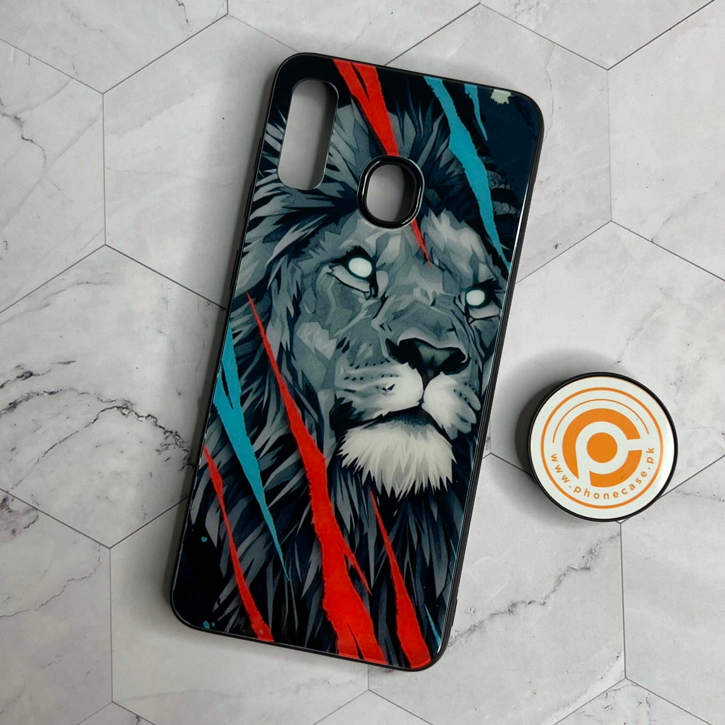 Galaxy A20/A30 - Abstract Animated Lion - Premium Printed Glass soft Bumper shock Proof Case CS-21854