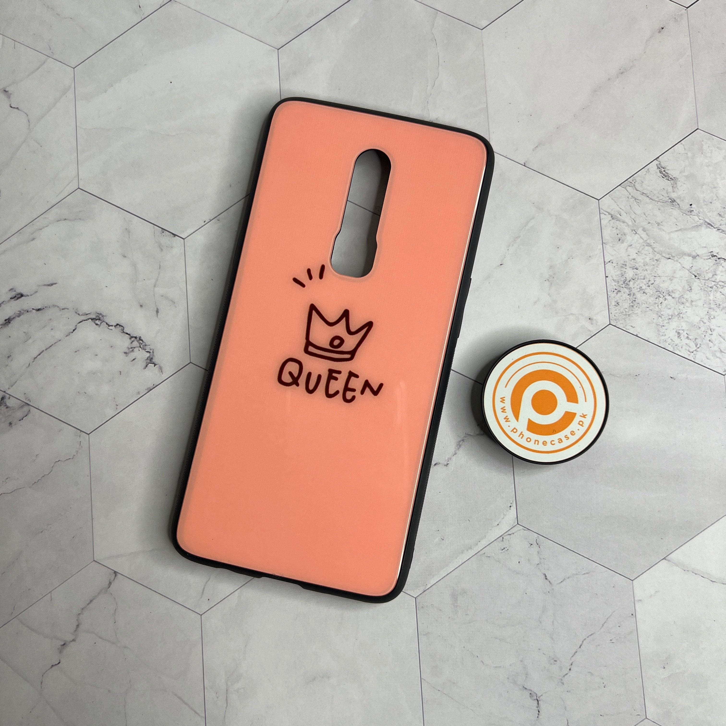 OnePlus 6 - Queen - Premium Printed Glass soft Bumper Shock Proof Case CS-21790