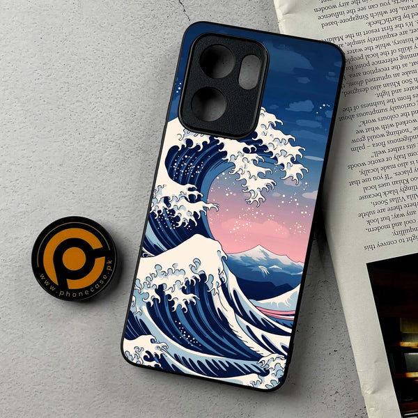 Oppo Reno 13F - Ocean Wave Art - Premium Metal Printed Soft Bumper Shockproof Case