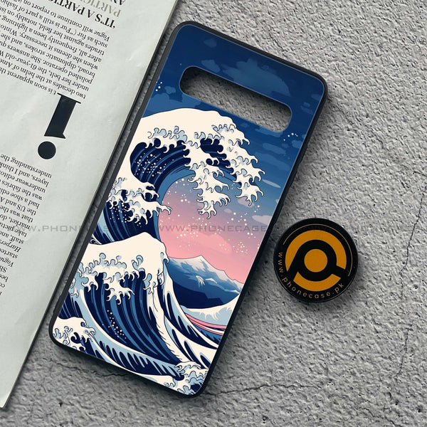 Samsung Galaxy S10 5G - Ocean Wave Art - Premium Printed Glass soft Bumper Shock Proof Case