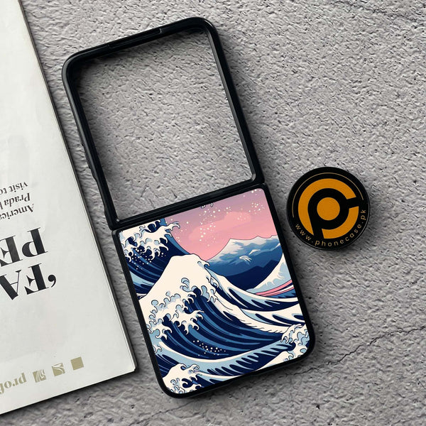 Xiaomi Mix Flip - Ocean Wave Art - Premium Metal  Printed soft Bumper shock Proof Case
