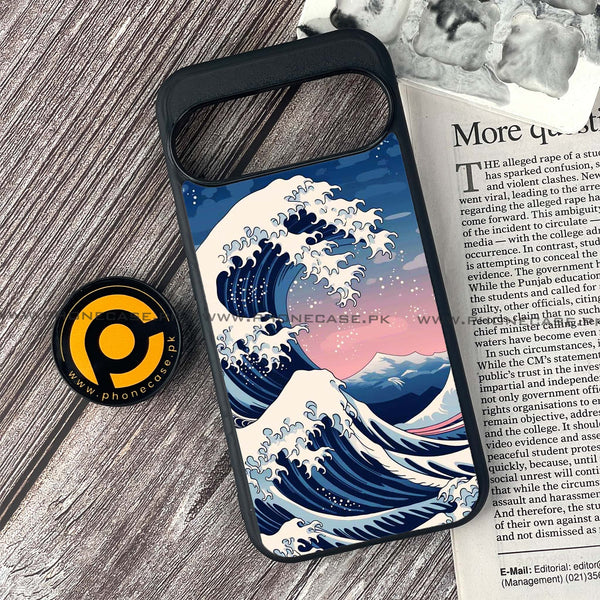 Google Pixel 9 - Ocean Wave Art - Premium Printed Glass soft Bumper shock Proof Case