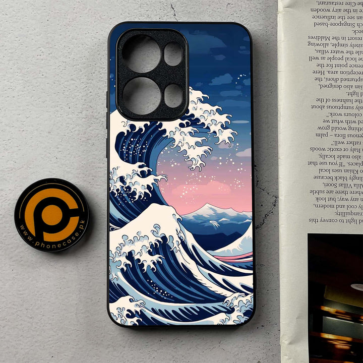 Oppo Reno 13 Pro - Ocean Wave Art - Premium Metal Printed Soft Bumper Shockproof Case
