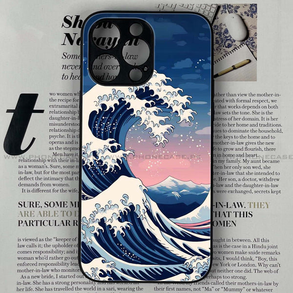 iPhone 16 Pro Max - Ocean Wave Art - Premium Printed Glass soft Bumper shock Proof Case