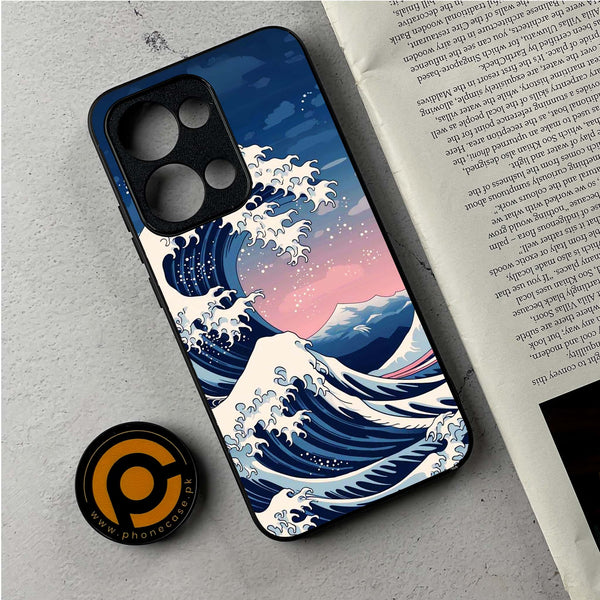 Oppo Reno 13 - Ocean Wave Art - Premium Metal Printed Soft Bumper Shockproof Case