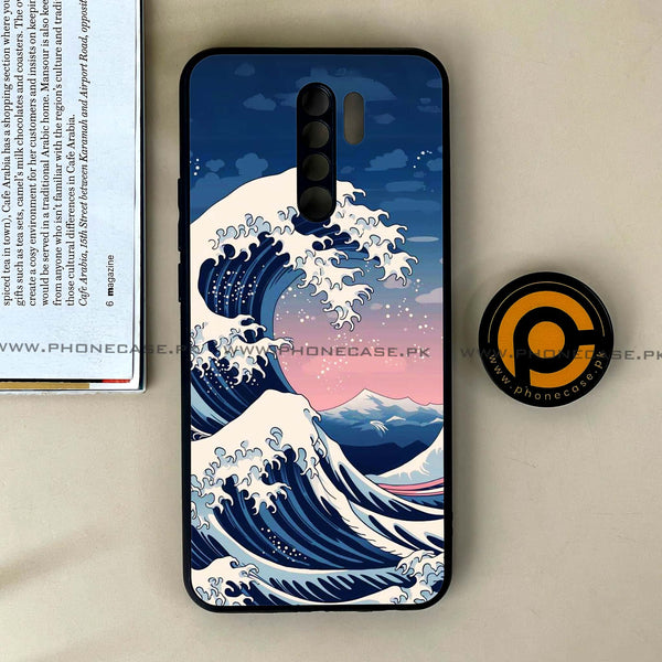 Xiaomi Redmi 9 - Ocean Wave Art - Premium Printed Glass soft Bumper Shock Proof Case