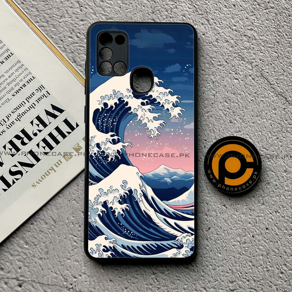 Samsung Galaxy A21s - Ocean Wave Art - Premium Printed Glass soft Bumper Shock Proof Case