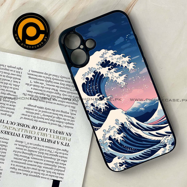 iPhone 16 Plus - Ocean Wave Art - Premium Printed Glass soft Bumper shock Proof Case