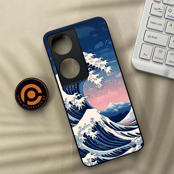 Honor x7b - Ocean Wave Art - Premium Metal Printed soft Bumper shock Proof Case