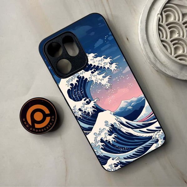 Oppo Reno 14F - Ocean Wave Art - Premium Metal Printed Soft Bumper Shockproof Case