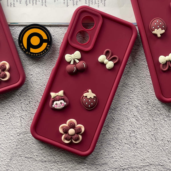 Oppo A38/ A18 Cute 3D Cherry Flower Icons Silicon Case