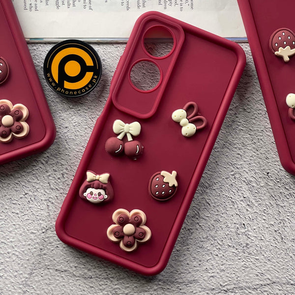 Oppo A60 Cute 3D Cherry Flower Icons Silicon Case