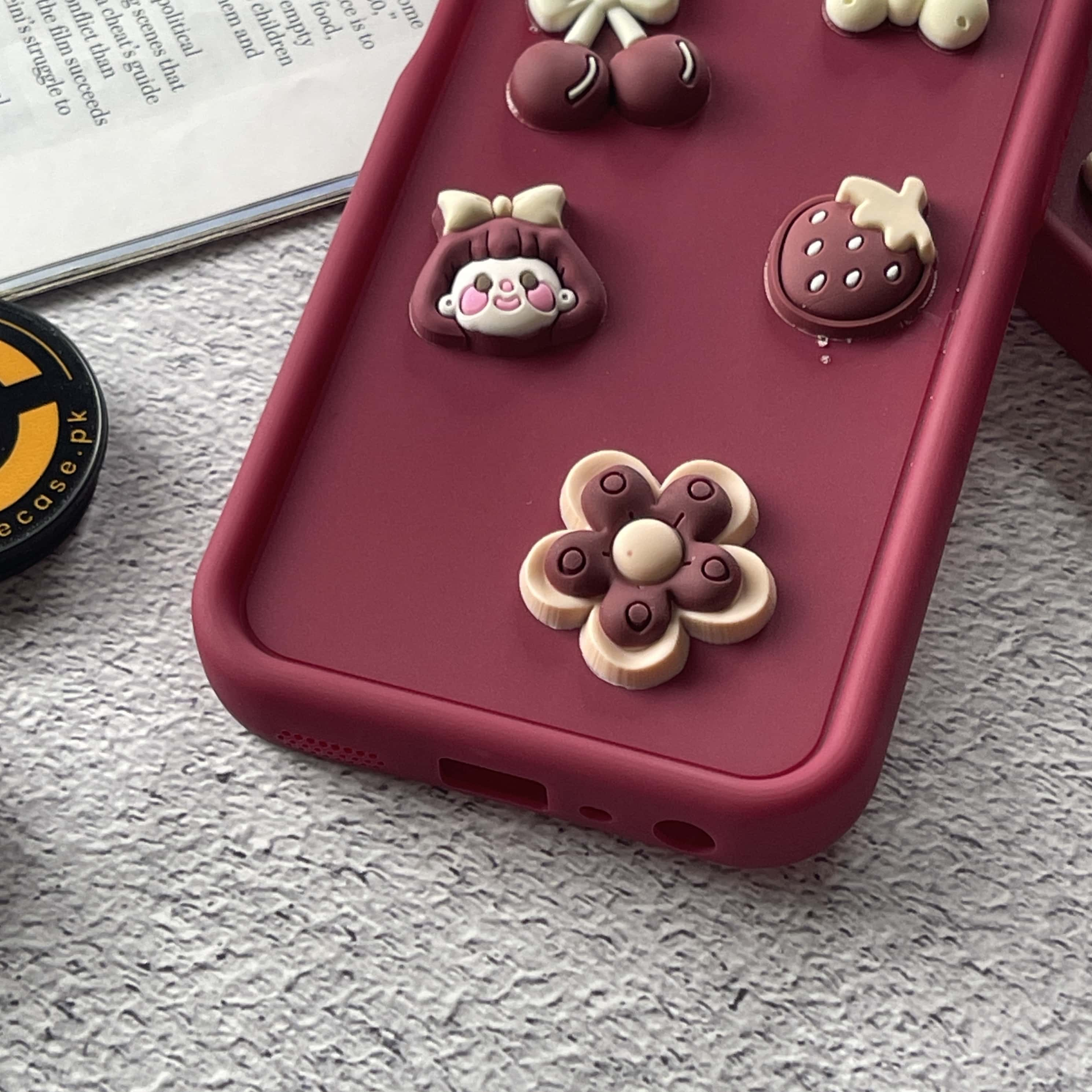 Oppo A76/ A36/ A96 Cute 3D Cherry Flower Icons Silicon Case