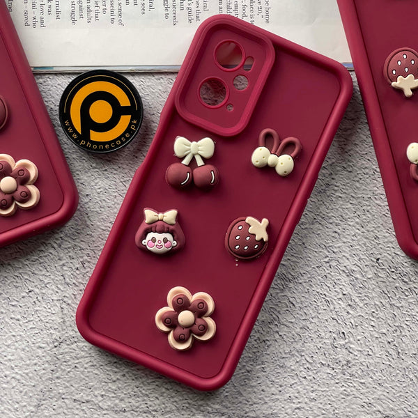 Oppo A76/ A36/ A96 Cute 3D Cherry Flower Icons Silicon Case