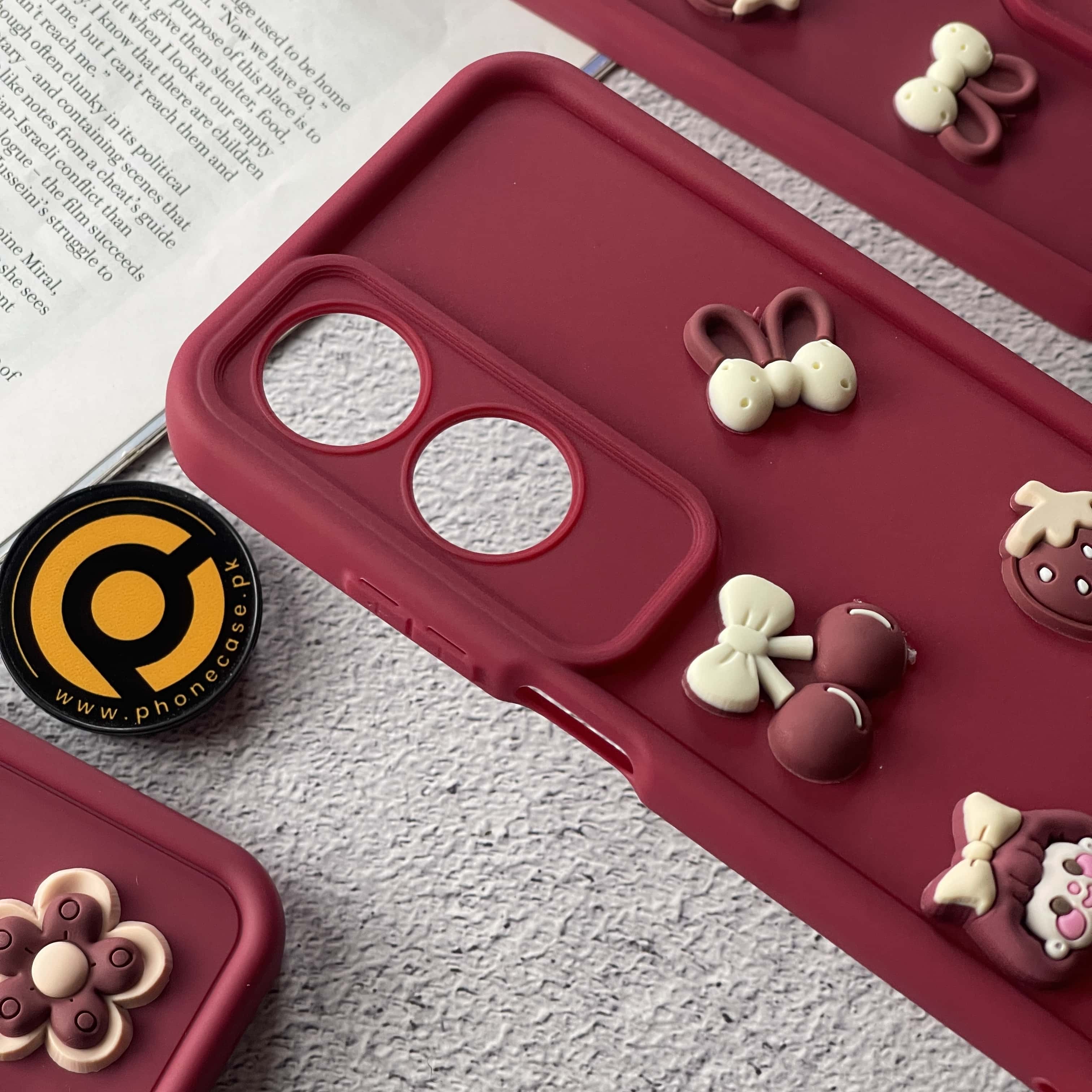 Oppo A78 Cute 3D Cherry Flower Icons Silicon Case