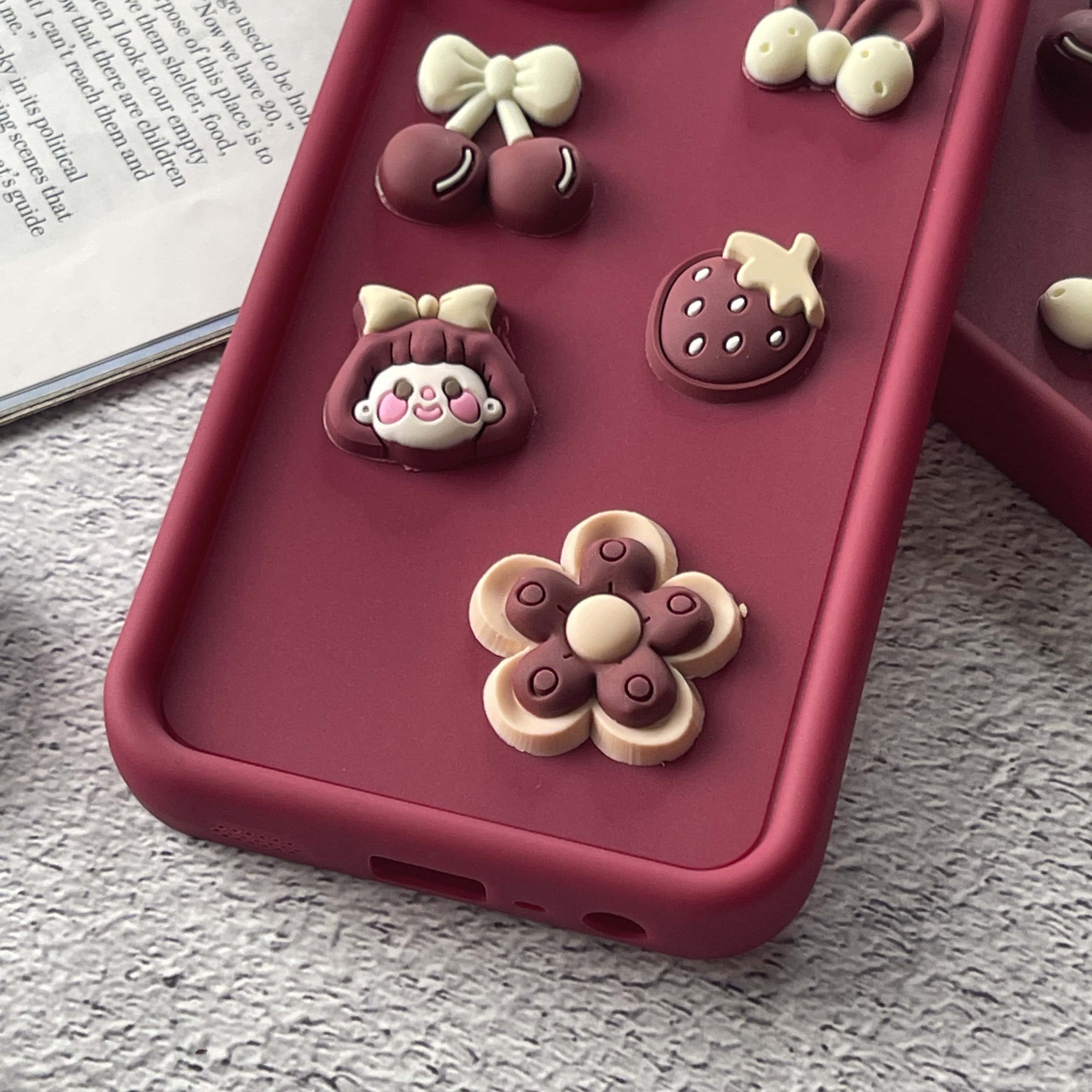 Oppo A78 Cute 3D Cherry Flower Icons Silicon Case