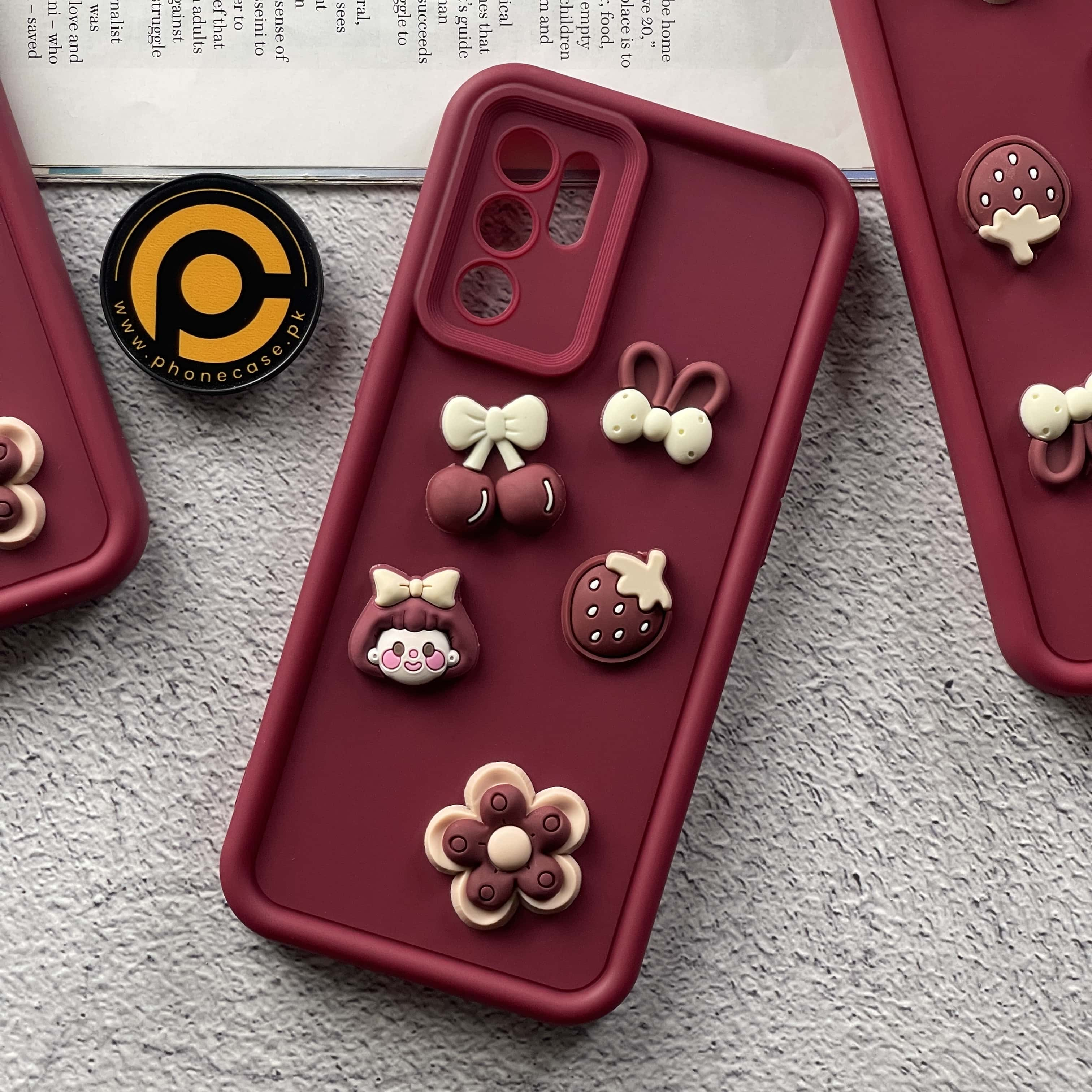 Oppo Reno 6 Cute 3D Cherry Flower Icons Silicon Case