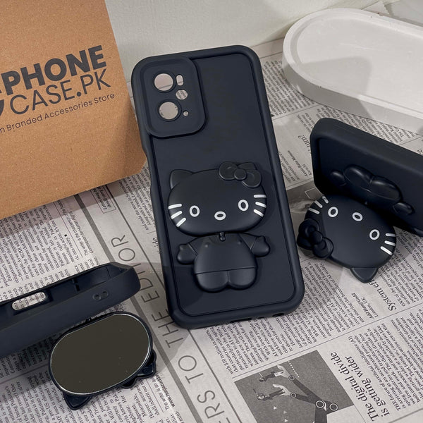 Oppo A76 - 3D Cute Kitty Case with Built-In Mirror & Stand