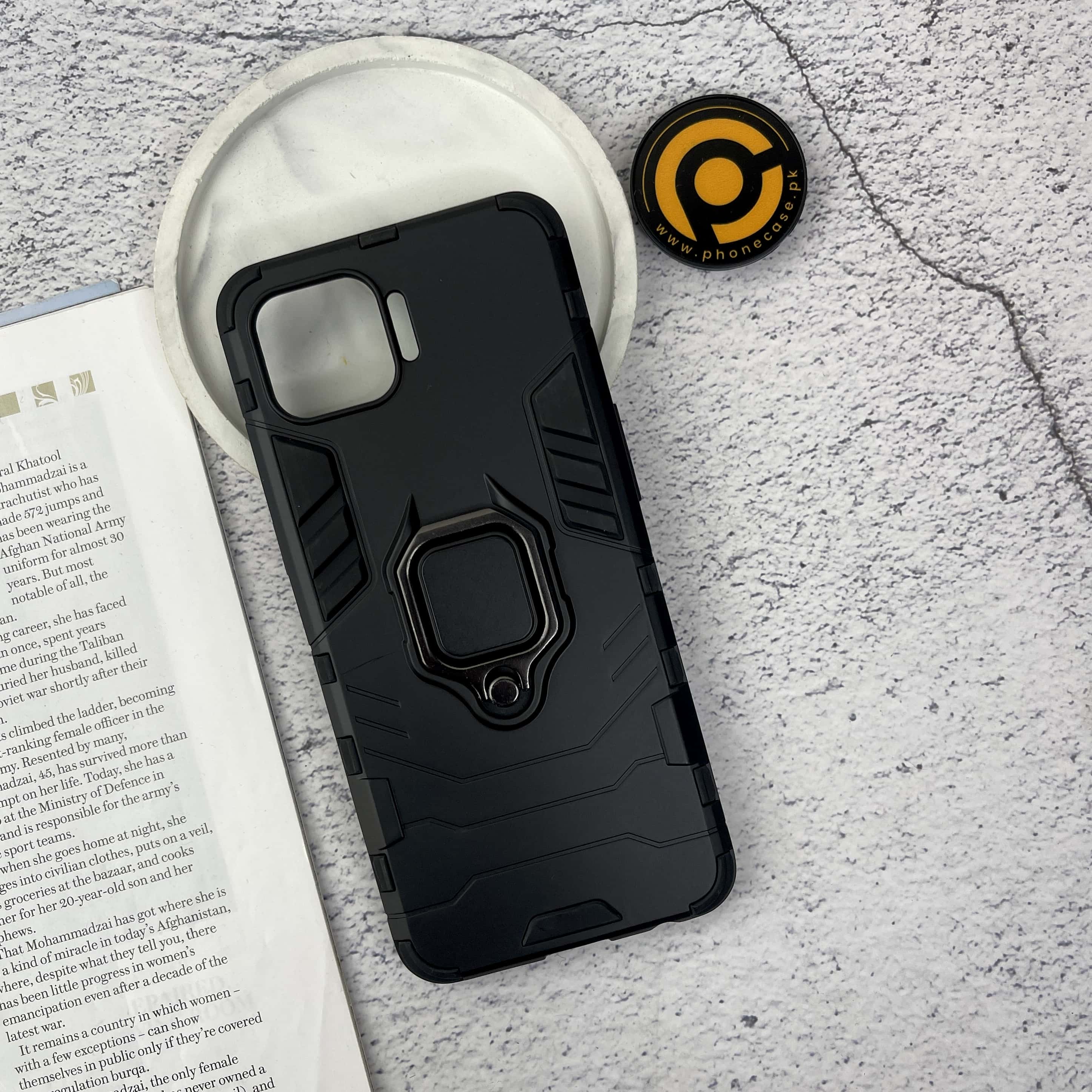 Oppo F17 Pro Upgraded Ironman With Holding Ring and KickStand Hybrid Shock Proof Case