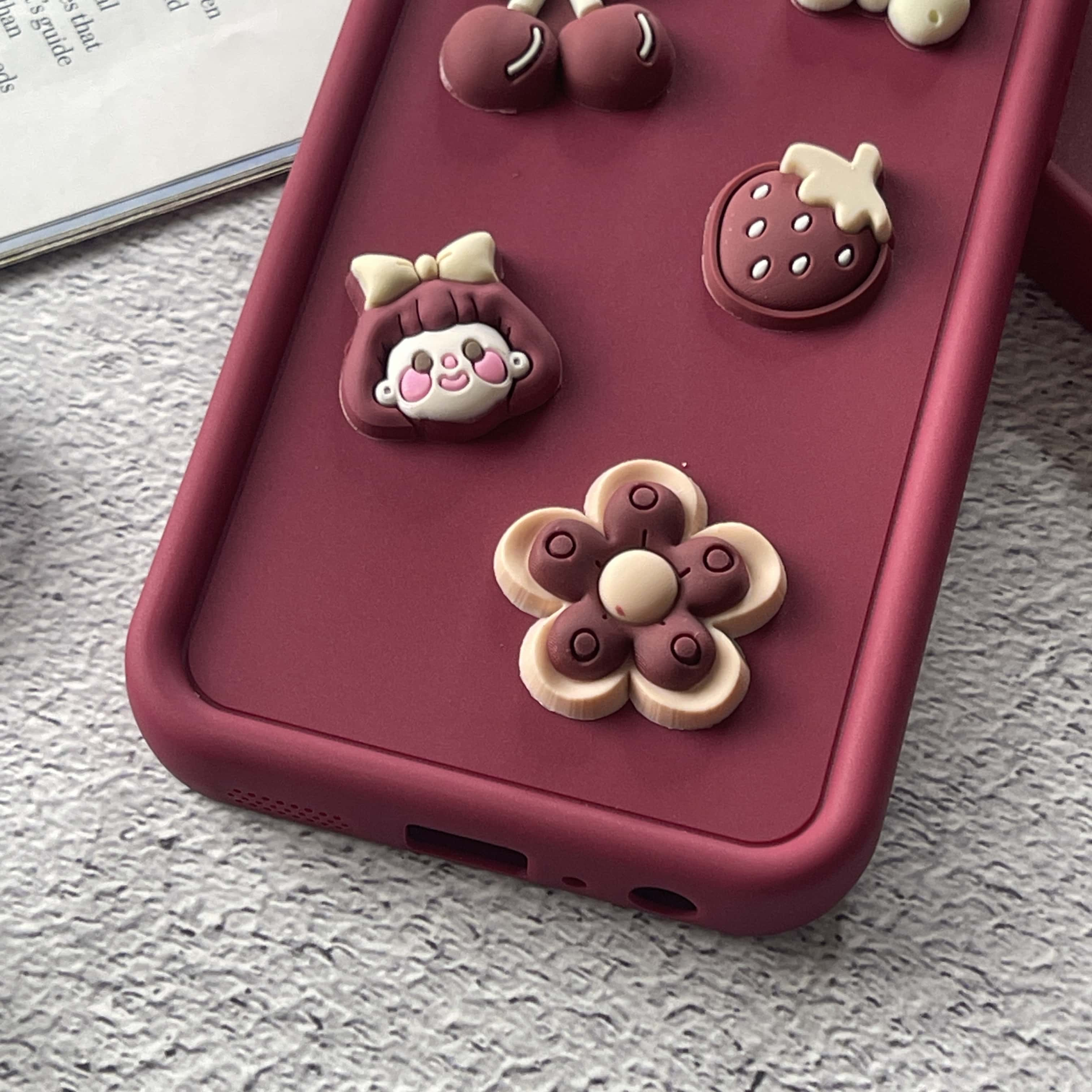 Oppo F19 Pro/ A94/ Reno 5 Lite Cute 3D Cherry Flower Icons Silicon Case