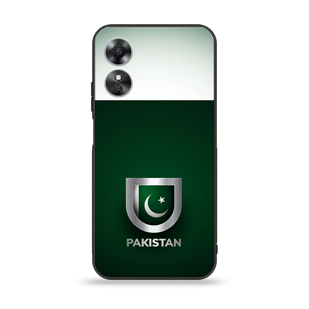 OPPO A17 - Pakistani Flag Series - Premium Printed Glass soft Bumper shock Proof Case