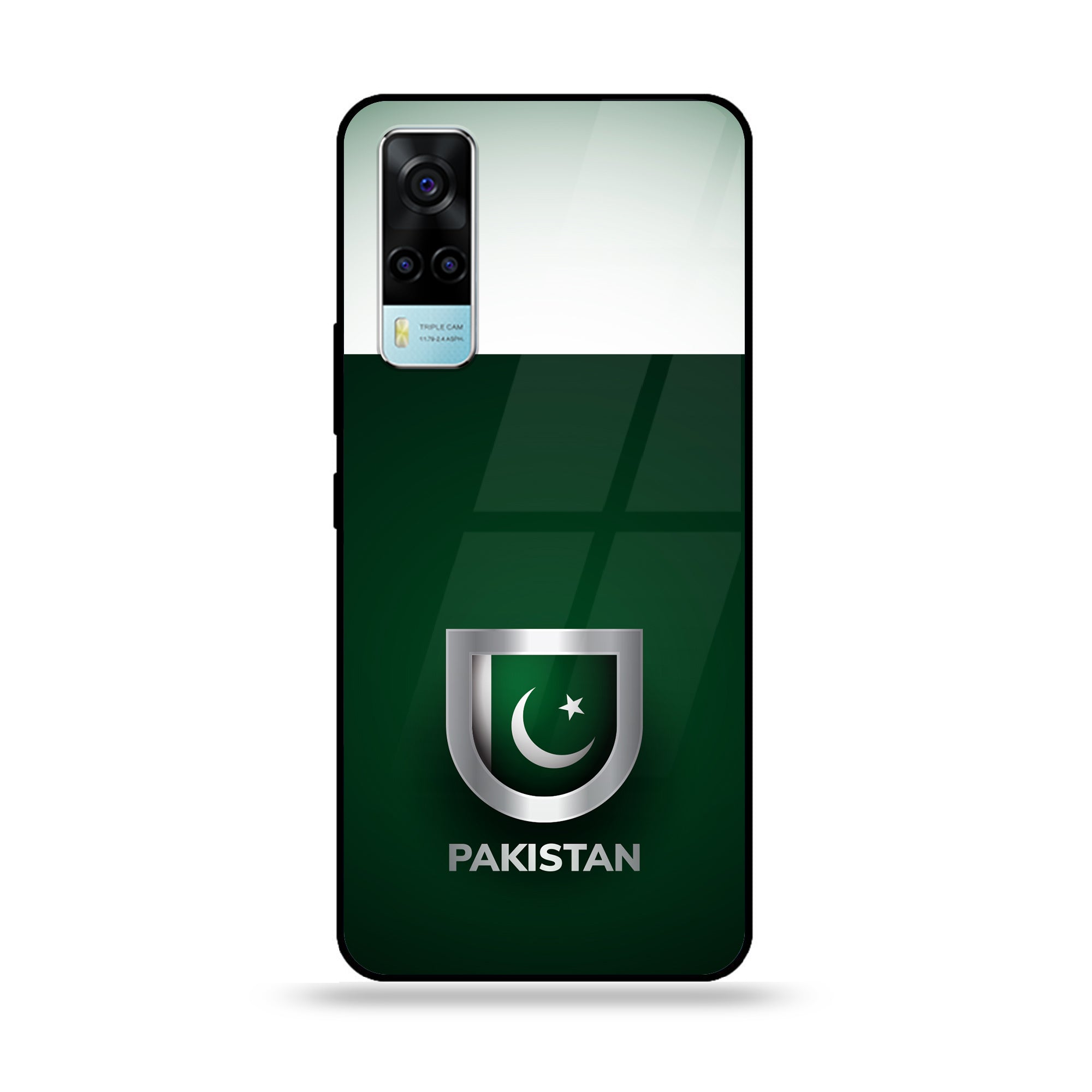 Vivo Y53s 4G Pakistani Flag Series Premium Printed Glass soft Bumper shock Proof Case