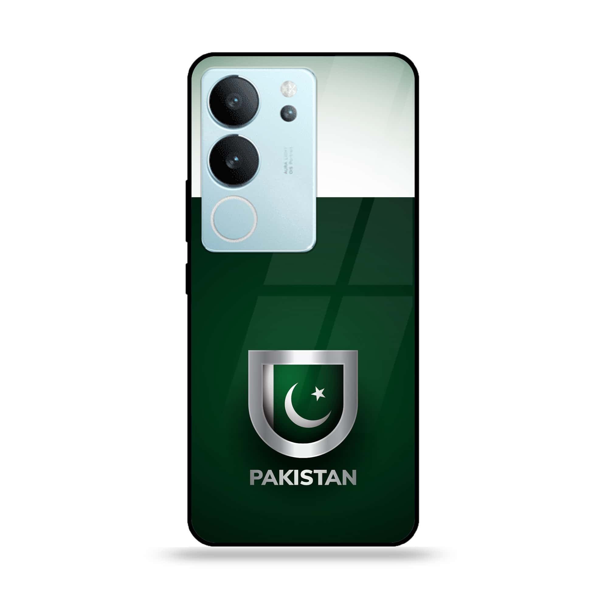 Vivo V29 - Pakistani Flag Series - Premium Printed Glass soft Bumper shock Proof Case