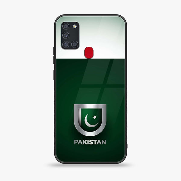 Samsung Galaxy A21s - Pakistani Flag Design 4 - Premium Printed Glass soft Bumper shock Proof Case CS-22601