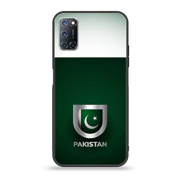 Oppo A52 - Pakistani Flag Design 4- Premium Printed Glass soft Bumper shock Proof Case CS-47182