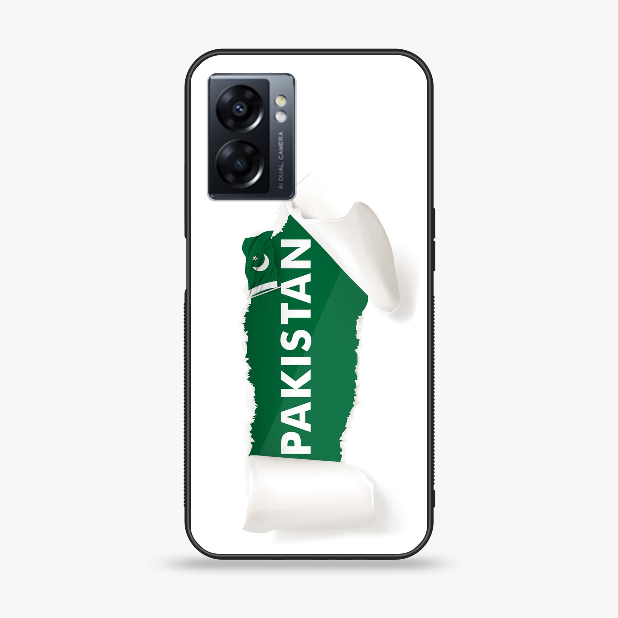 Oppo A77 4G - Pakistani Flag Series - Premium Metal Printed soft Bumper shock Proof Case