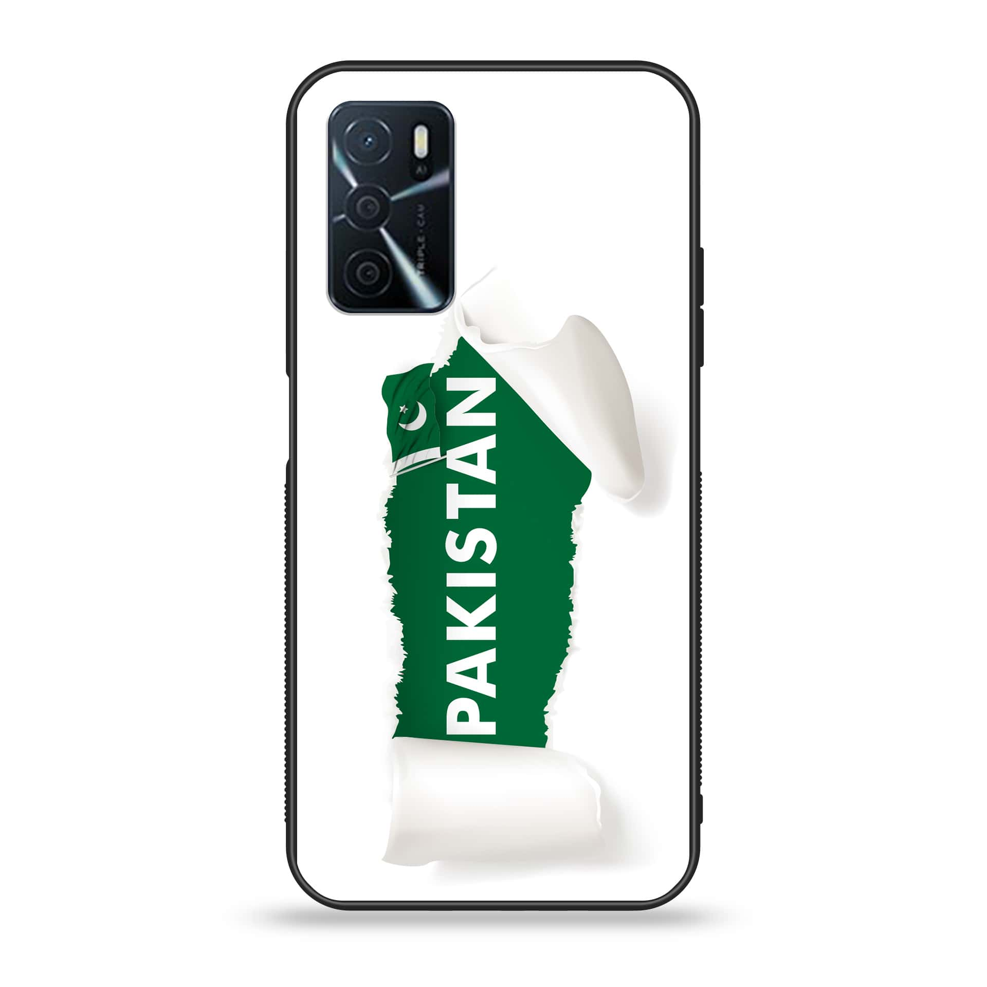 OPPO A16 - Pakistani Flag Series - Premium Printed Glass soft Bumper shock Proof Case