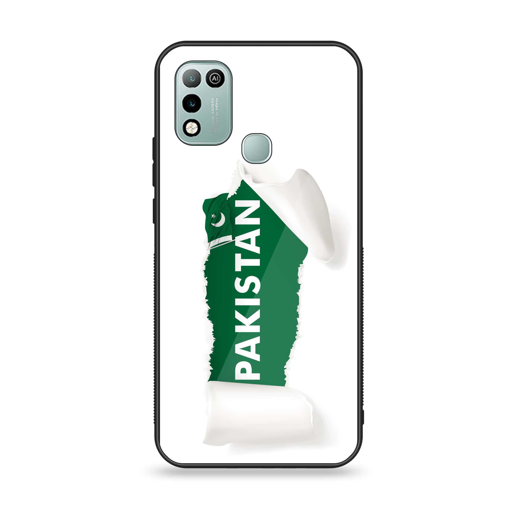 Infinix Hot 10 Play - Pakistani Flag Series - Premium Printed Glass soft Bumper shock Proof Case