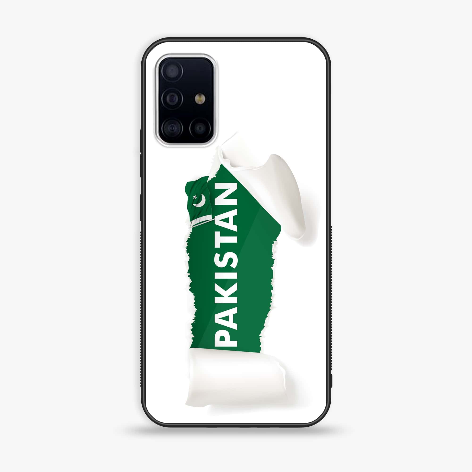 Samsung Galaxy A71 Pakistani Flag Series Premium Printed Glass soft Bumper shock Proof Case