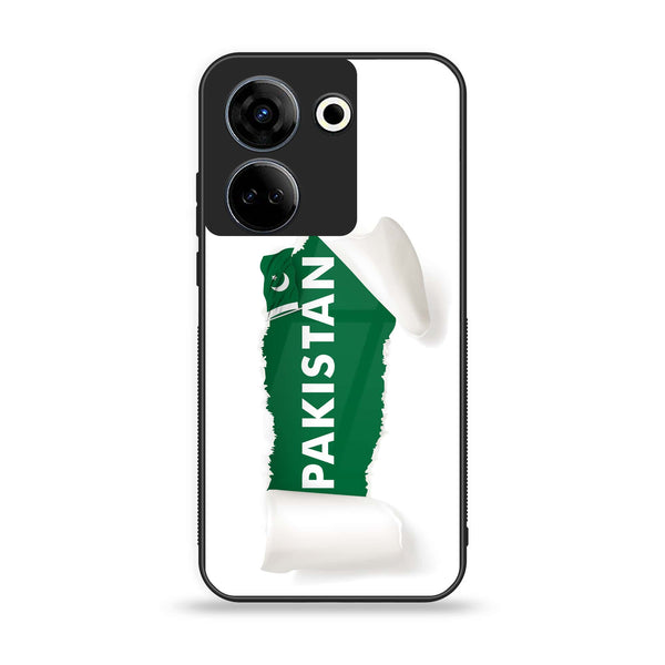 Tecno Camon 20/20 Pro - Pakistani Flag Design 3 - Premium Printed Glass soft Bumper shock Proof Case CS-17593