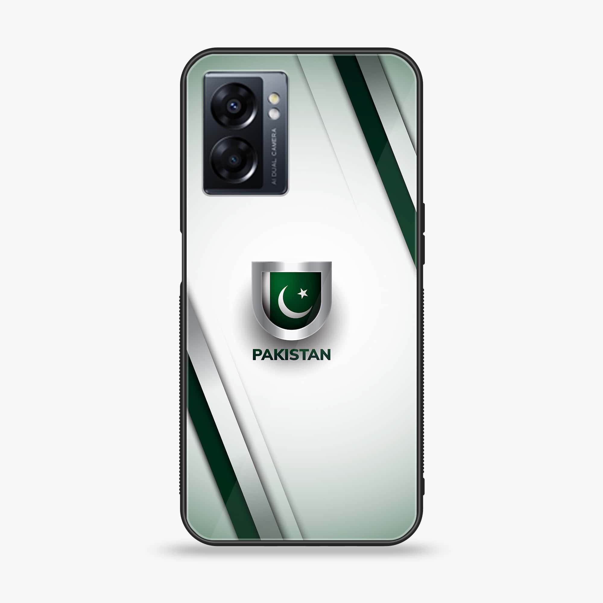 Oppo A77 4G - Pakistani Flag Series - Premium Metal Printed soft Bumper shock Proof Case