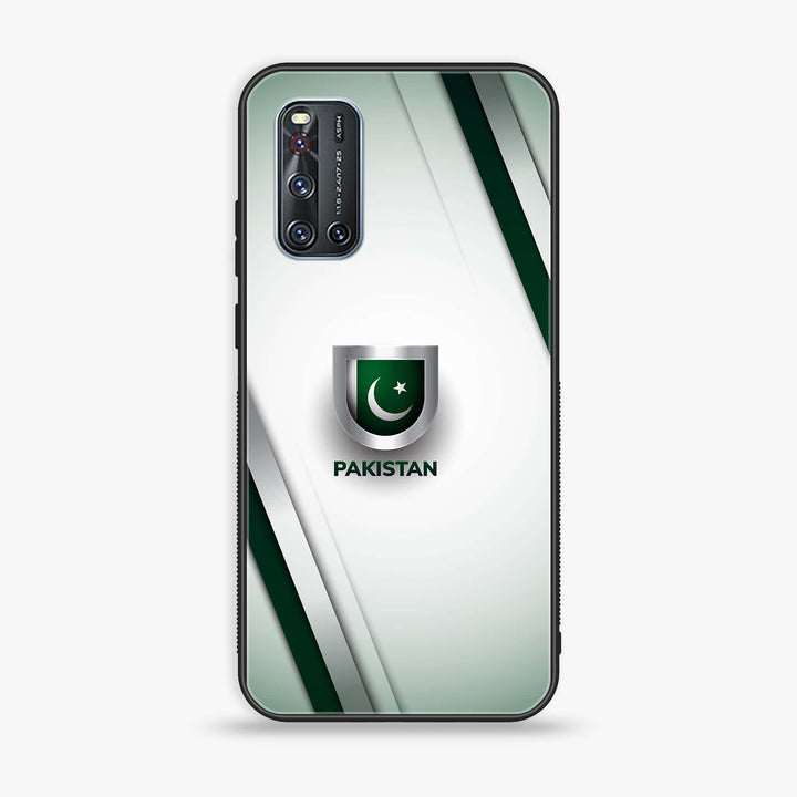 Vivo V19 - Pakistani Flag Design 2- Premium Printed Glass soft Bumper shock Proof Case CS-47257