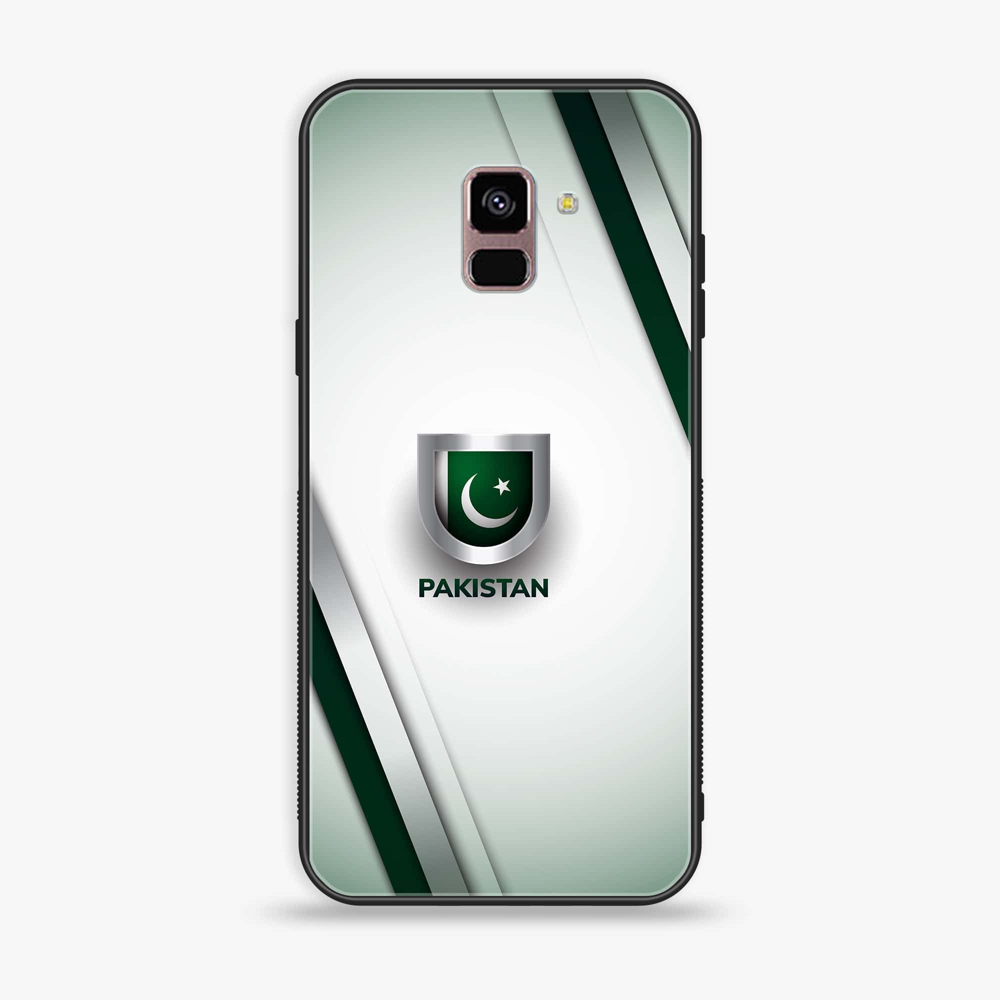 Samsung Galaxy A8+ (2018) - Pakistani Flag Series - Premium Printed Glass soft Bumper shock Proof Case