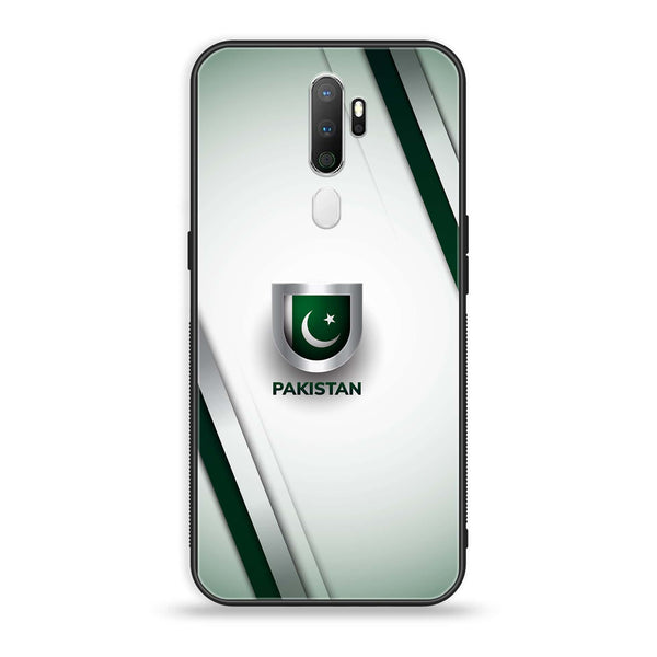 OPPO A5 2020/ OPPO A9 2020 Pakistani Flag Design 2  Premium Printed Glass soft Bumper shock Proof Case CS-35739