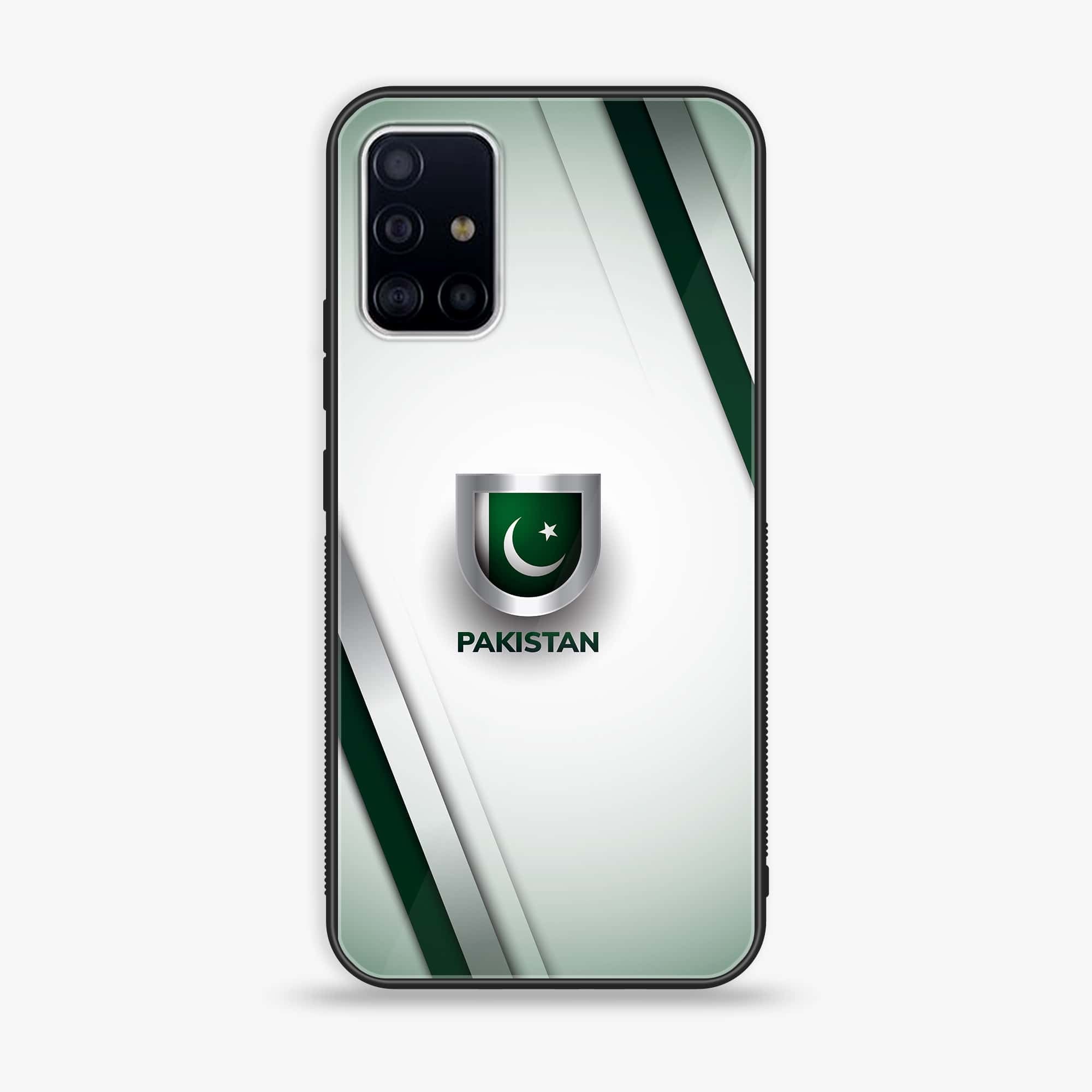 Samsung Galaxy A71 Pakistani Flag Series Premium Printed Glass soft Bumper shock Proof Case