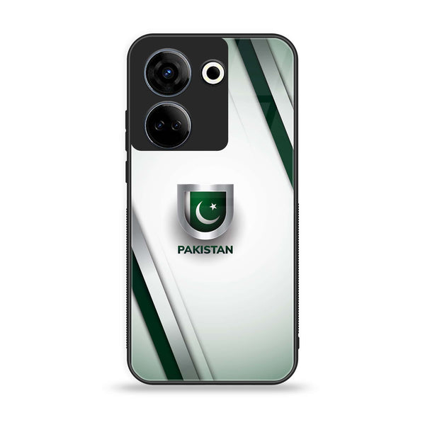 Tecno Camon 20 /Tecno Camon 20 Pro - Pakistani Flag Design 2 - Premium Printed Glass soft Bumper shock Proof Case  CS-26911