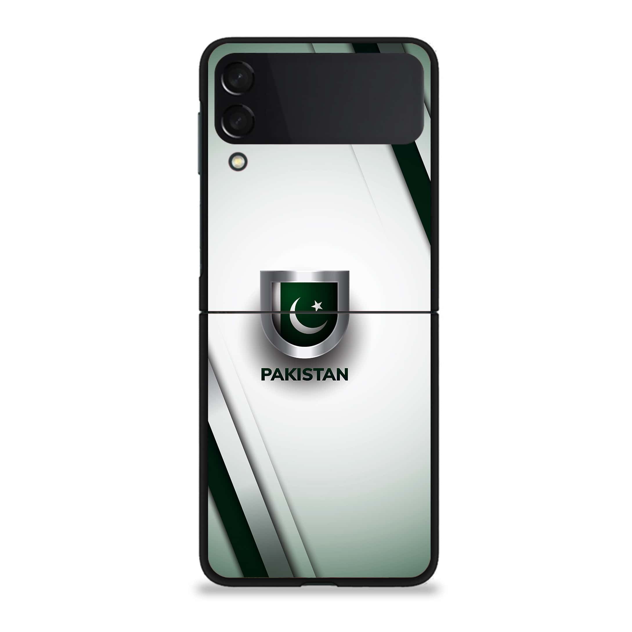 Galaxy Z Flip 3 - Pakistani Flag Series - Premium Printed Glass soft Bumper shock Proof Case