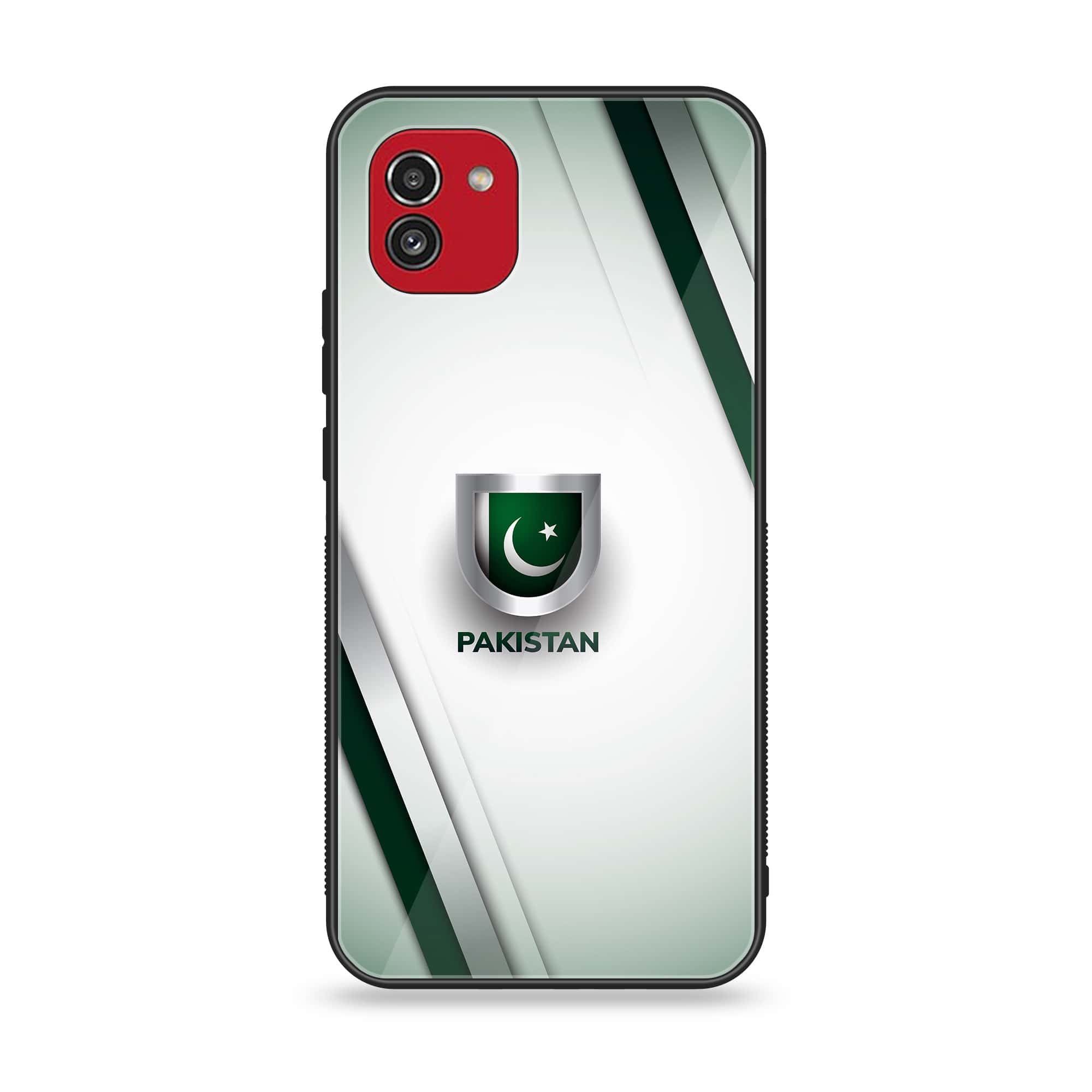 Samsung Galaxy A03 - Pakistani Flag Series - Premium Printed Glass soft Bumper shock Proof Case